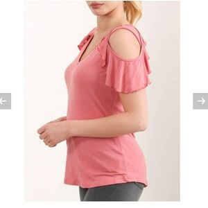 DEX Cold-Shoulder Ruffle-Sleeve Top